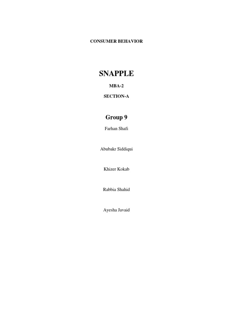 Article Snapple (Consumer Behavior) | PDF | Brand | Drink