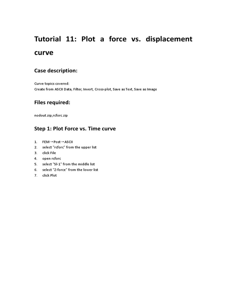 Tutorial 11 Plot A Force vs. Displacement Curve | PDF | Computer File ...