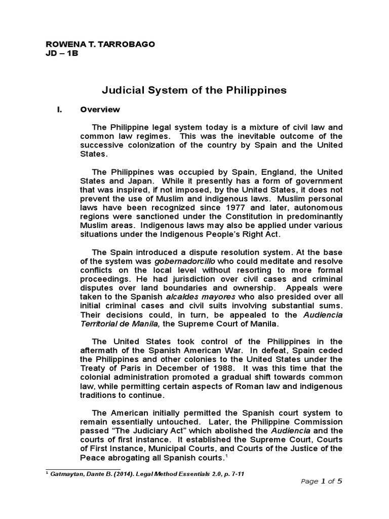 Overview of the Philippine Judiciary | PDF | Supreme Courts | Judiciaries