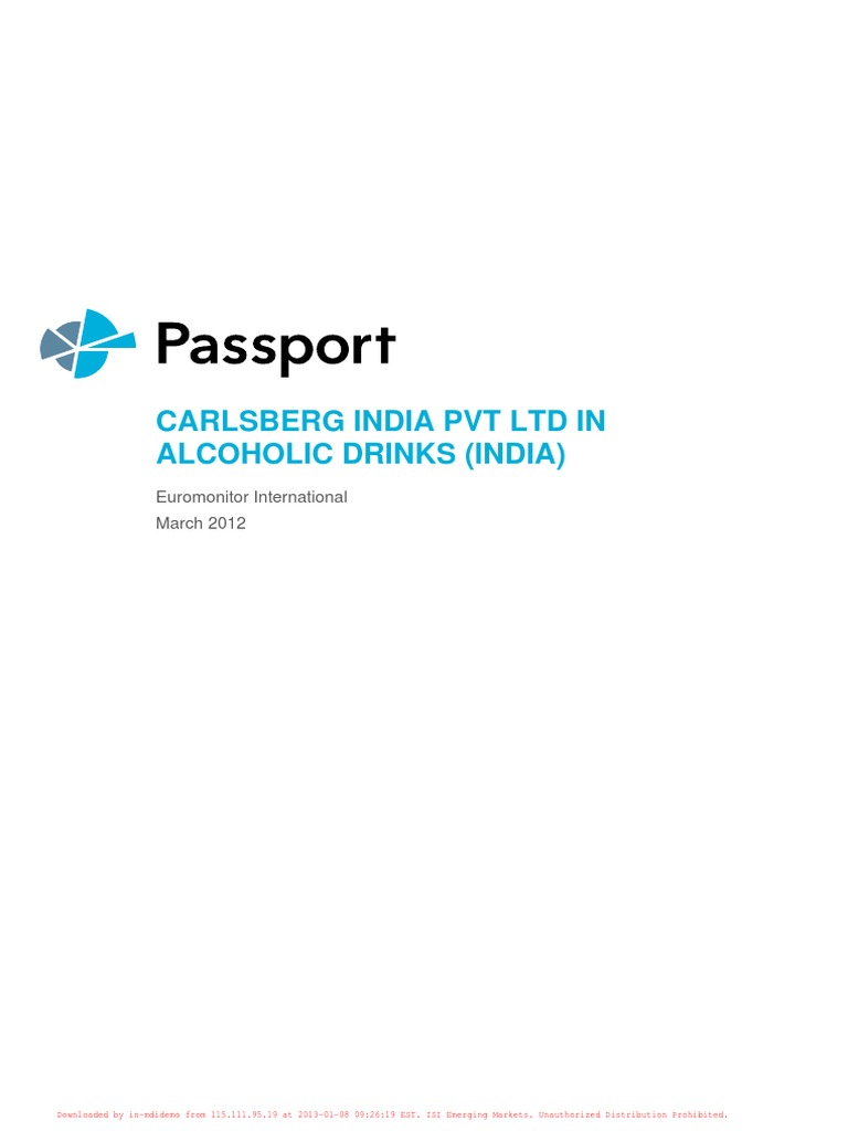 Carlsberg India PVT LTD in Alcoholic Drinks (India) PDF Brewing