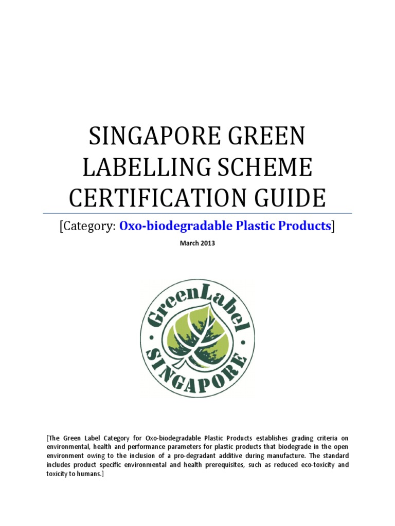 Singapore Green Labelling Scheme Certification Guide PDF Chemical