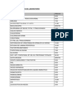 Precio de Analisis de Laboratorio