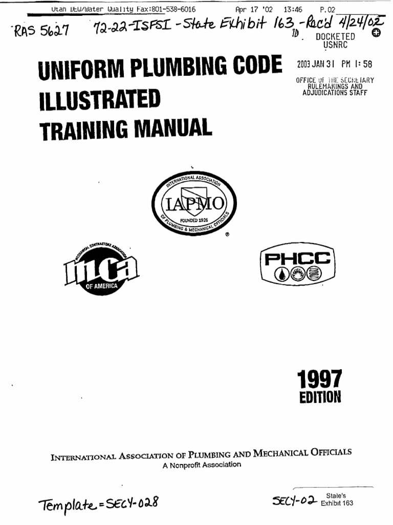 Uniform Plumbing Code Training Manual PDF Septic Tank Sanitary Sewer
