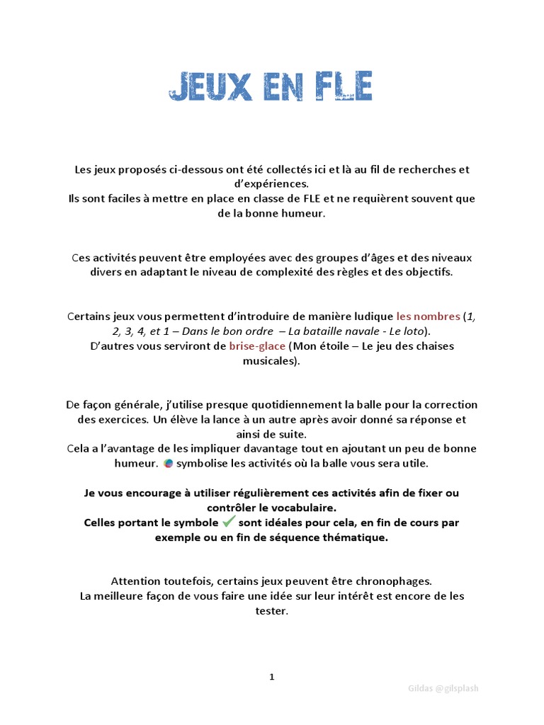 Jeux en FLE | PDF