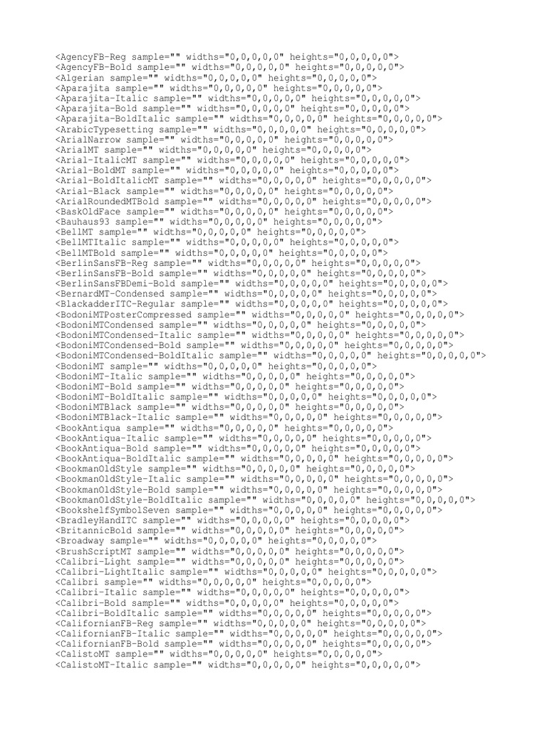 Font Samples and Specifications | PDF