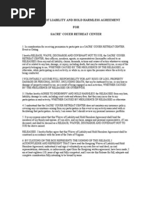 waiver of liability and hold harmless agreement