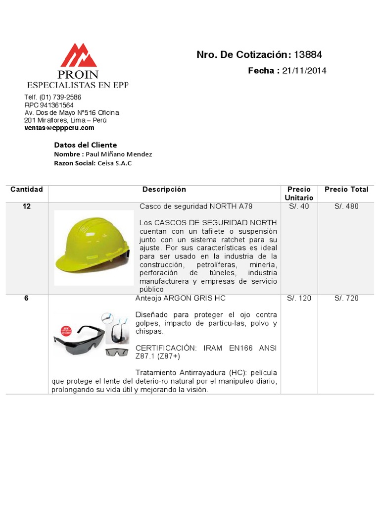 Cotizacion EPP Industrias