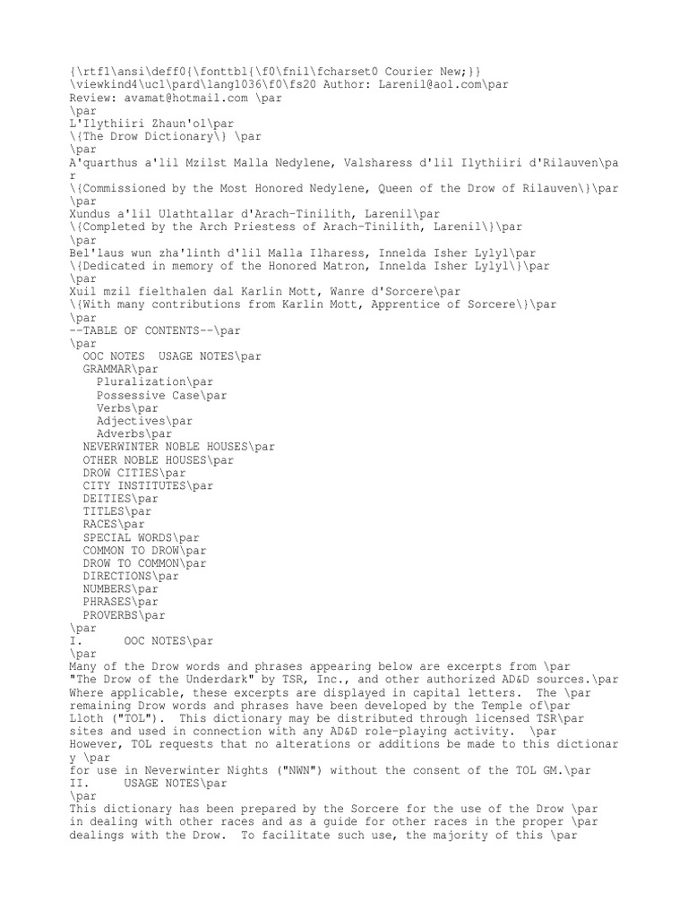 Drow Dictionary | PDF | Temps (grammaire) | Verbe