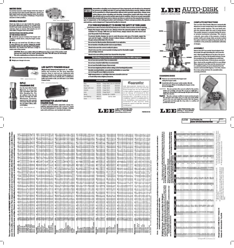 Lee Powder Disk Projectiles Ammunition