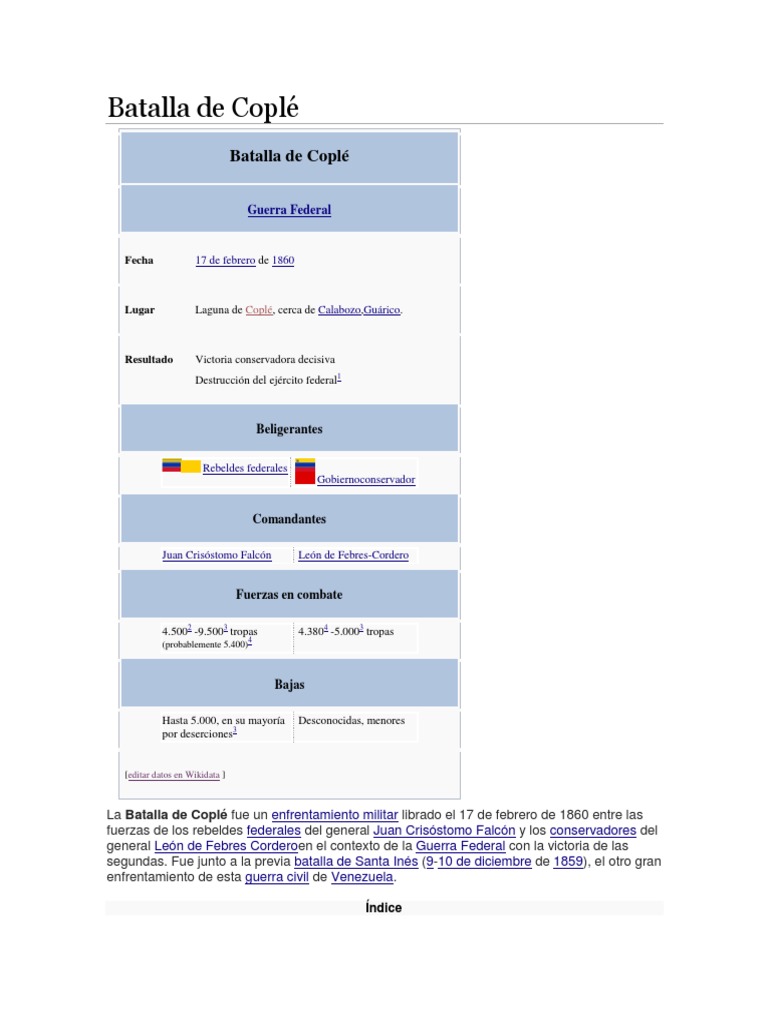 Batalla de Coplé PDF Batallas Conflictos