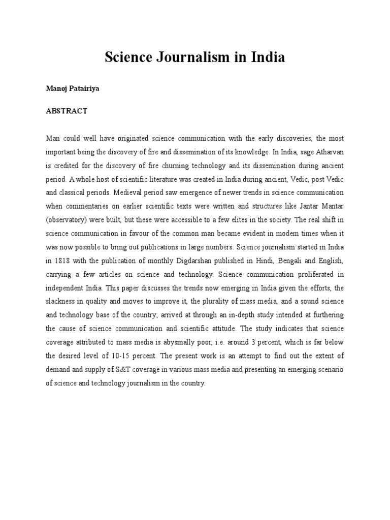 Evolution of Science Journalism in India | PDF | Mass Media | Journalism
