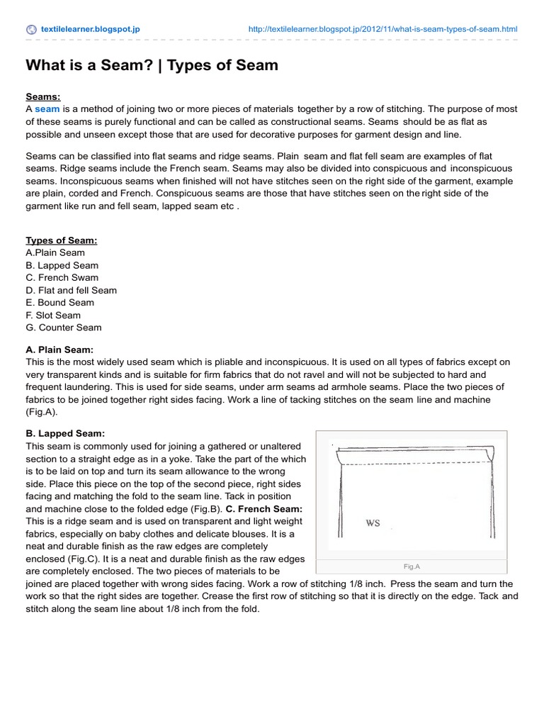 What Is A Seam Types of Seam | Download Free PDF | Seam (Sewing