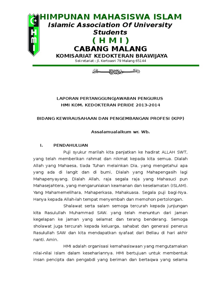 Contoh Laporan Pertanggung Jawaban Hmi Blog Sekolah