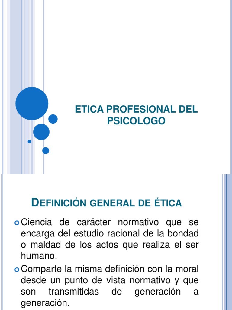 Etica Profesional Del Psicologo Mexicano Bienestar