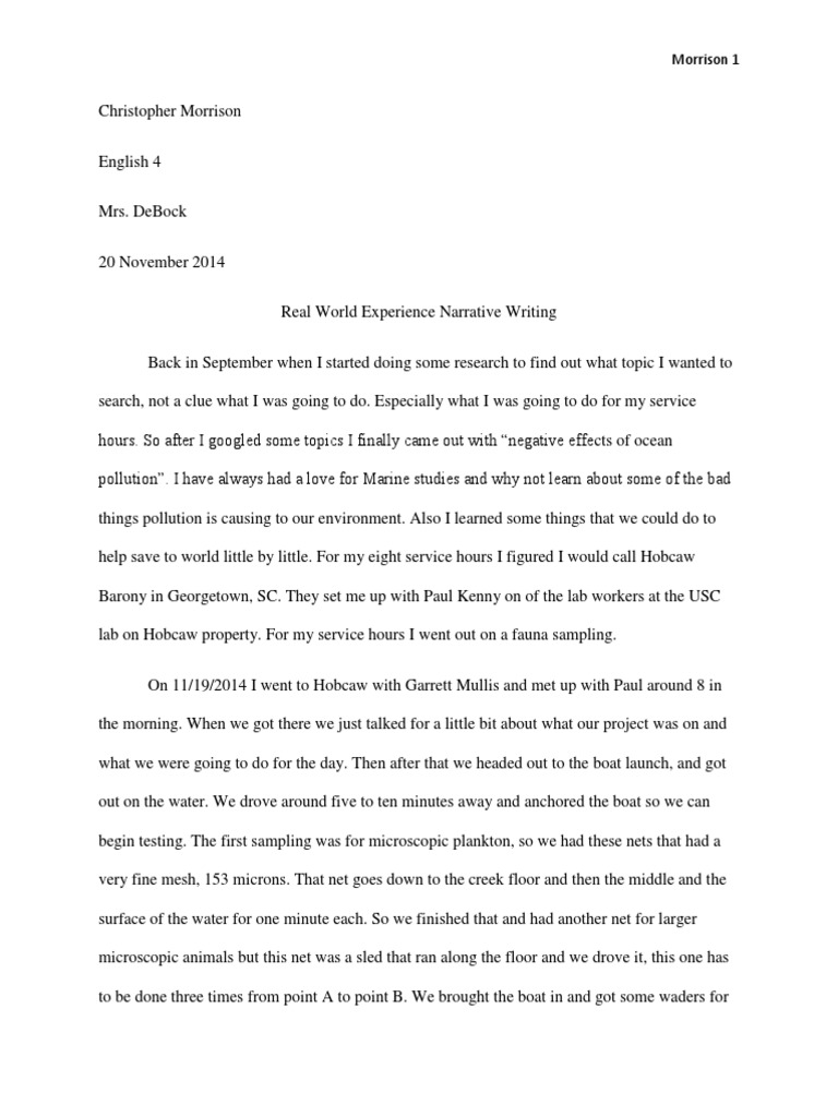Real World Experience Narrative Writing | PDF | Nature