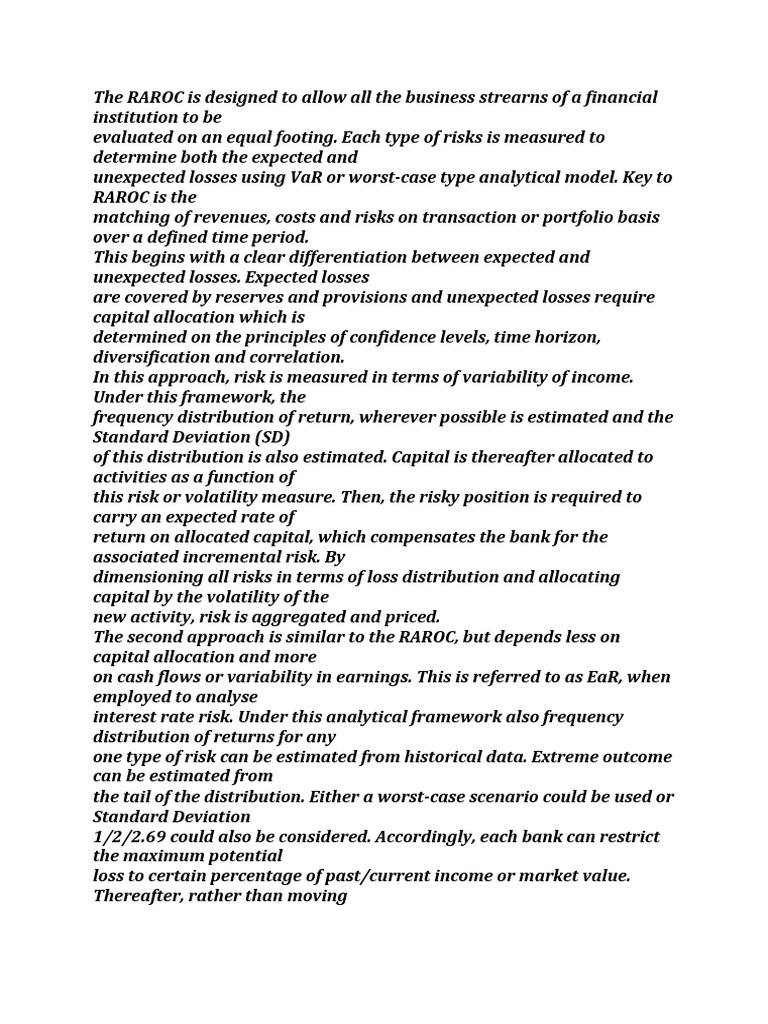 RAROC: Banking Risk Management | PDF | Equity (Finance) | Risk