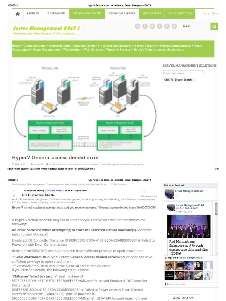 HyperV General Access Denied Error Server Management 24x7 ! PDF