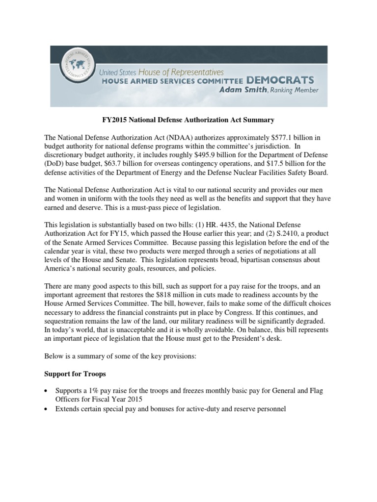 NDAA Conference Summary Missile Defense Nuclear Weapons