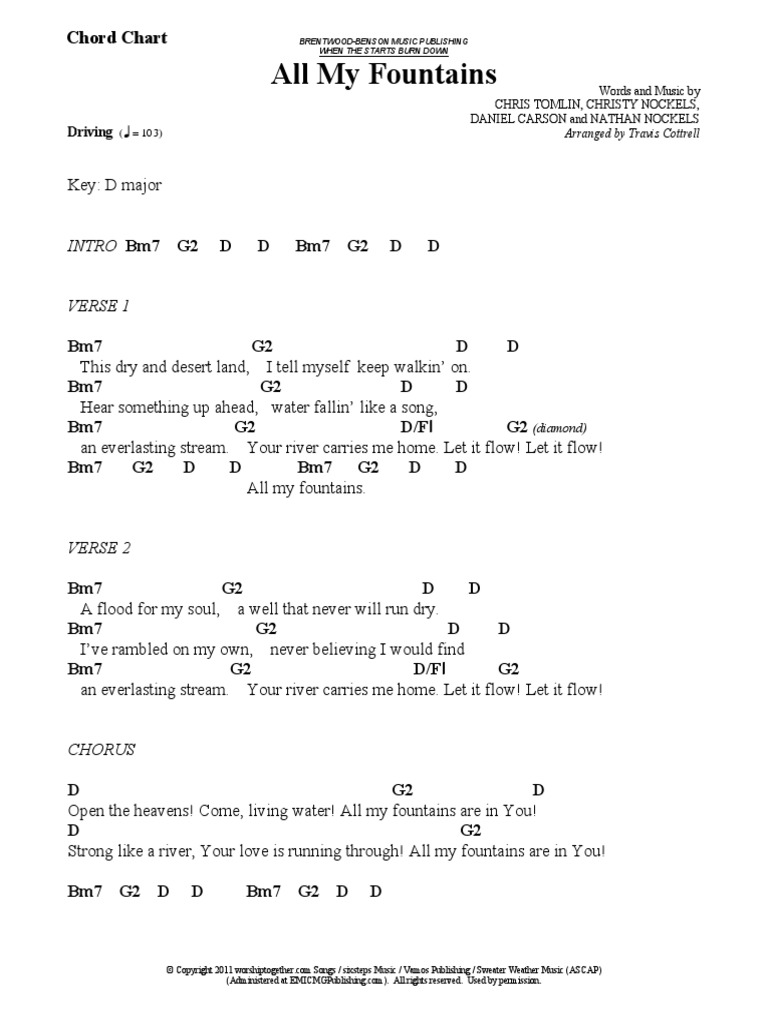 22 All My Fountains Chord Chart PDF