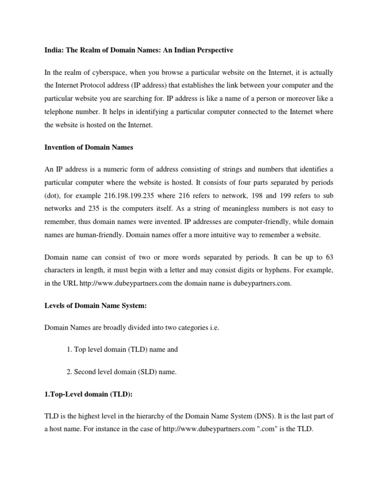 Indian Domain Name System Guide | PDF | Business | Law