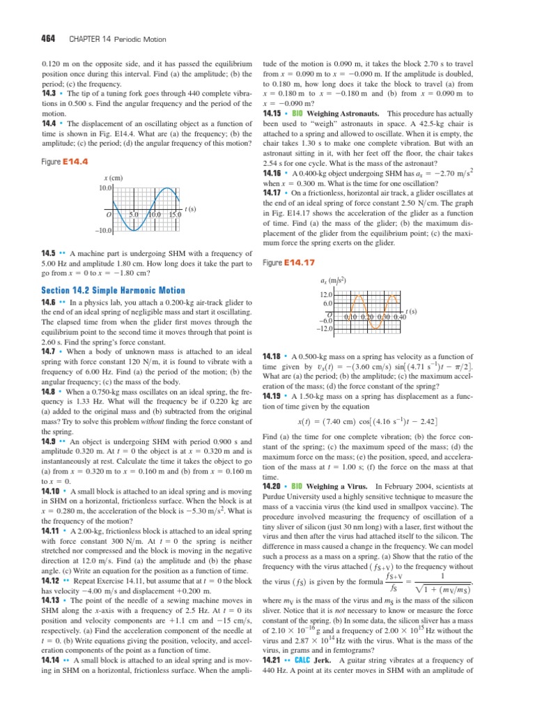 Simple Harmonic Motion Problems | PDF | Velocity | Frequency