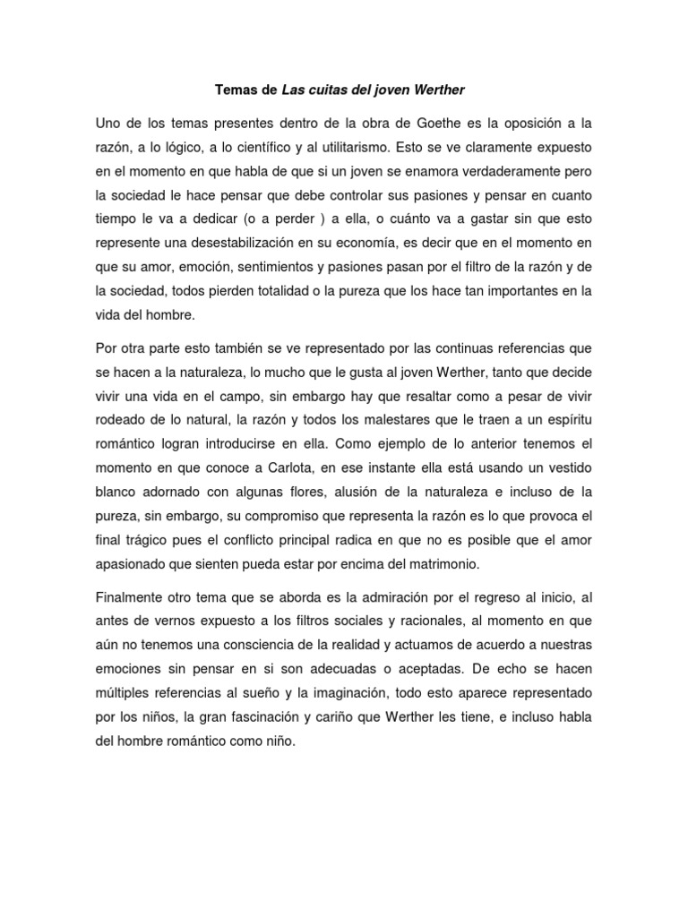Las Cuitas Del Joven Werther PDF