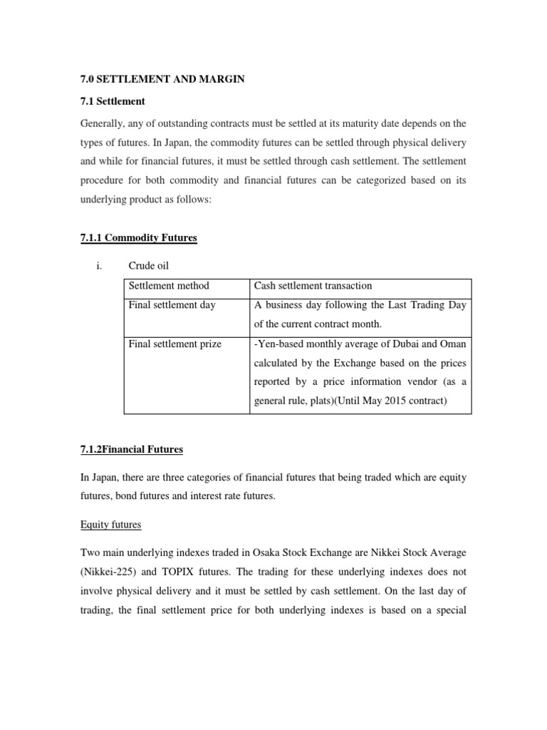 Japan Futures Settlement and Margin Guide | PDF | Finance & Money ...