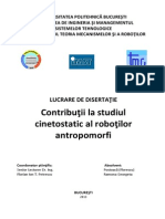 Contribuţii La Studiul Cinetostatic Al Roboţilor Antropomorfi