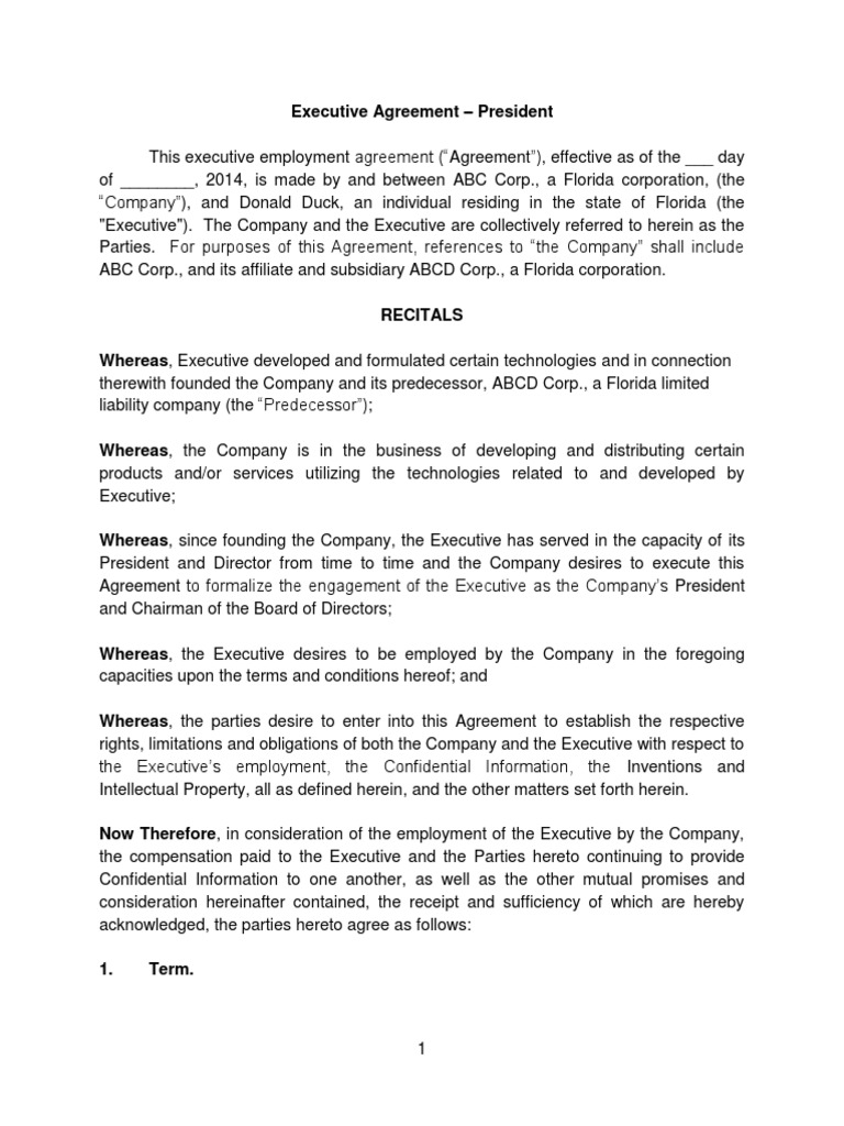 Executive Agreement - President | PDF
