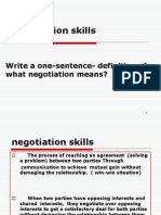 Negotiation Skills: Write A One-Sentence-Definition of What Negotiation Means?