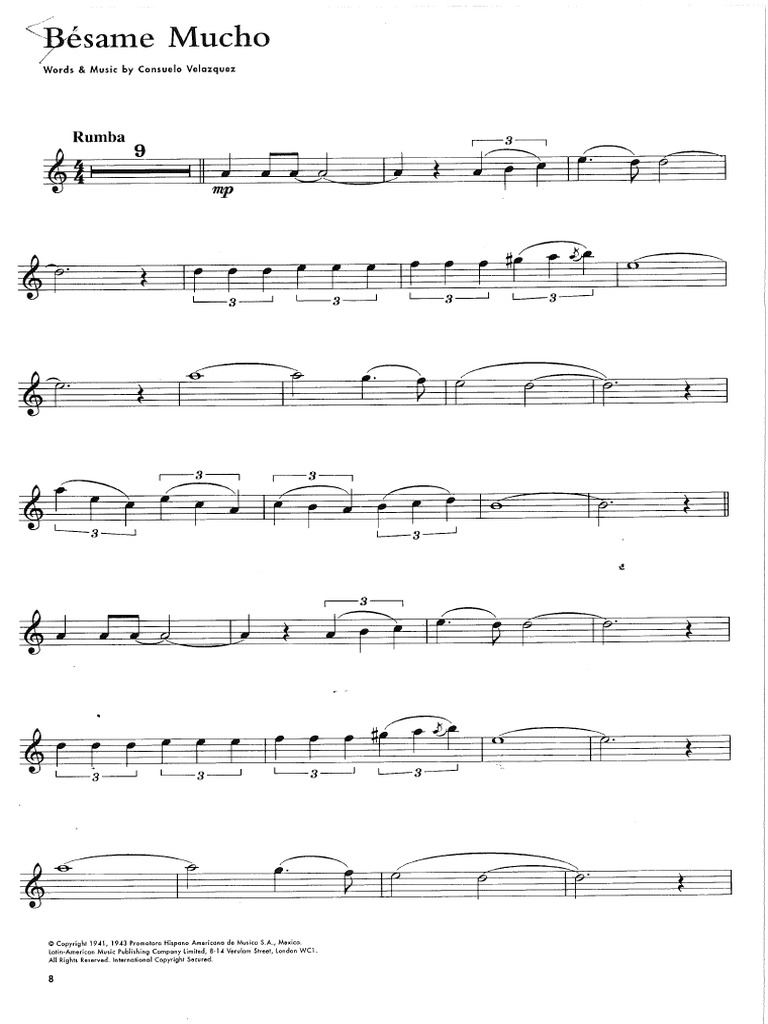 Besame Mucho Alto Saxophone Eb