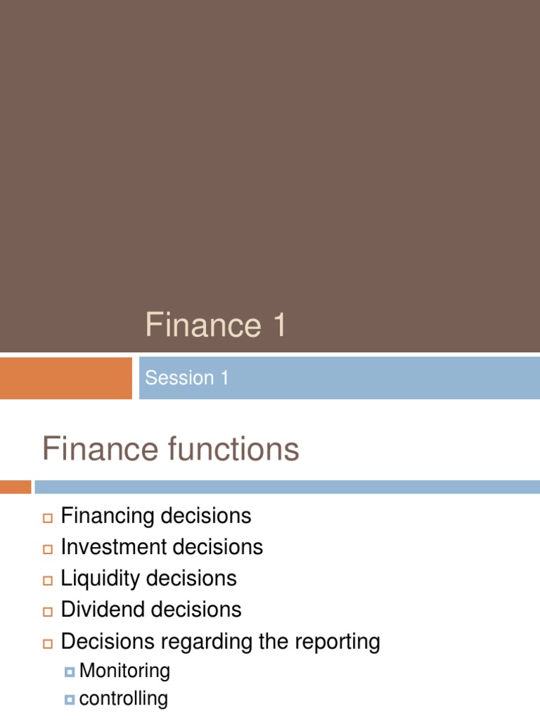 Session 1 | PDF | Finance & Money Management