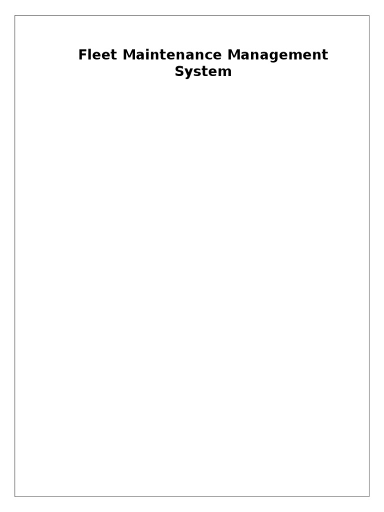 Fleet Maintenance Management System (Synopsis) PDF Server