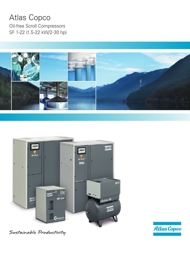 ATLAS COPCO COMPRESSORS.pdf | Gas Compressor | Gases. SCROLL COMPRESSORS.  SCROLL COMPRESSORS. Atlas Copco SF4 FF ...