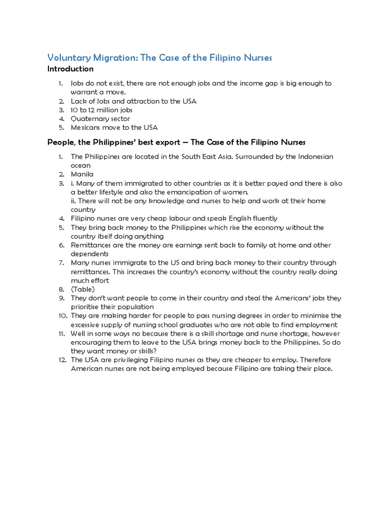 Filipino Nurses: Migration and Impact | PDF | Wellness