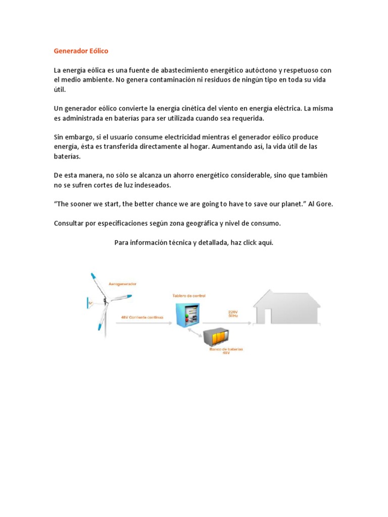 Proyecto de Generador Eólico Casero | PDF | Turbina eólica | Energía eólica