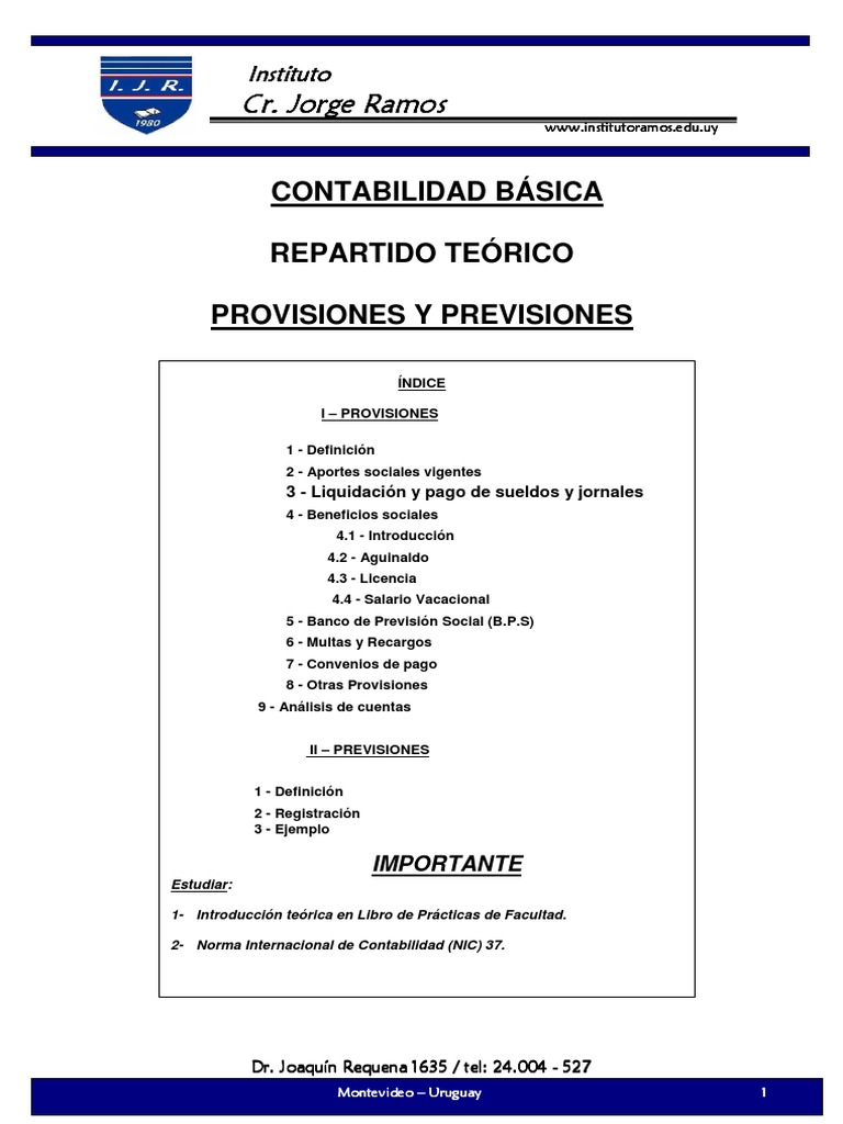 Provisión y Previsión en Contabilidad | PDF | Salario | Contabilidad