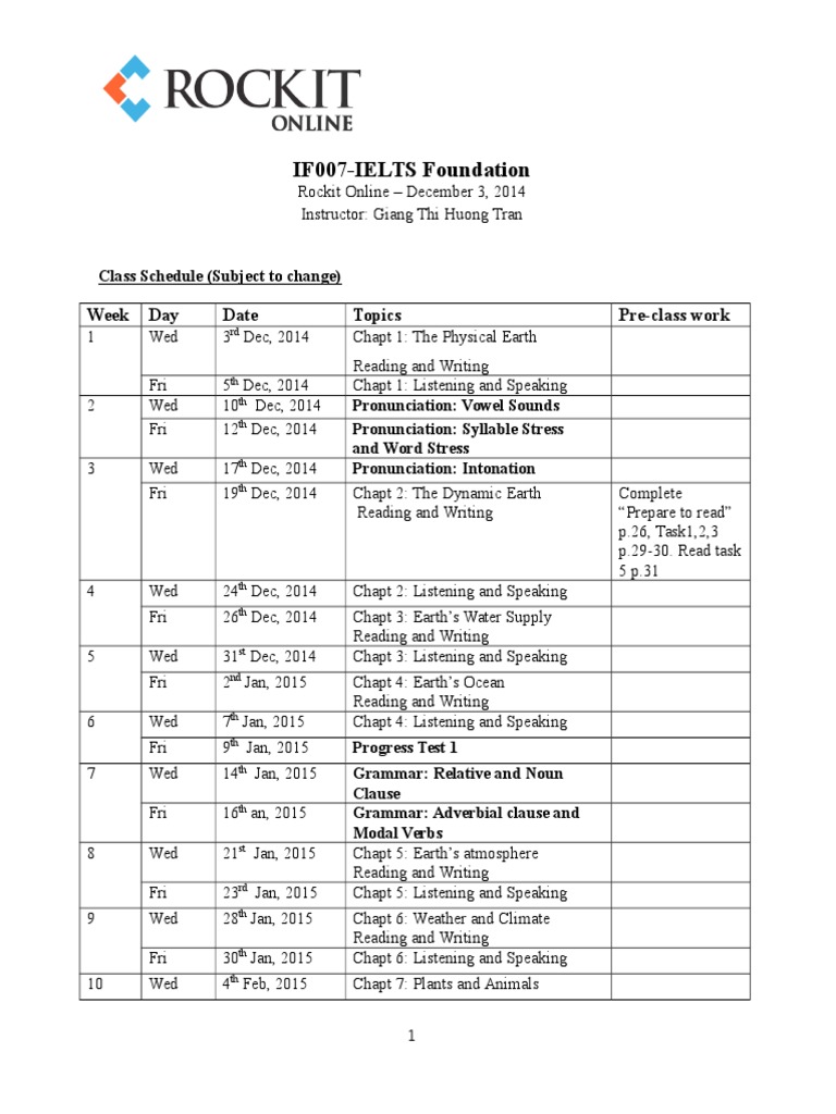 If007class Schedule | PDF