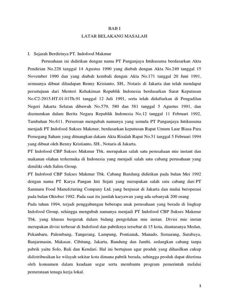 Makalah Operasional Indofood Docx
