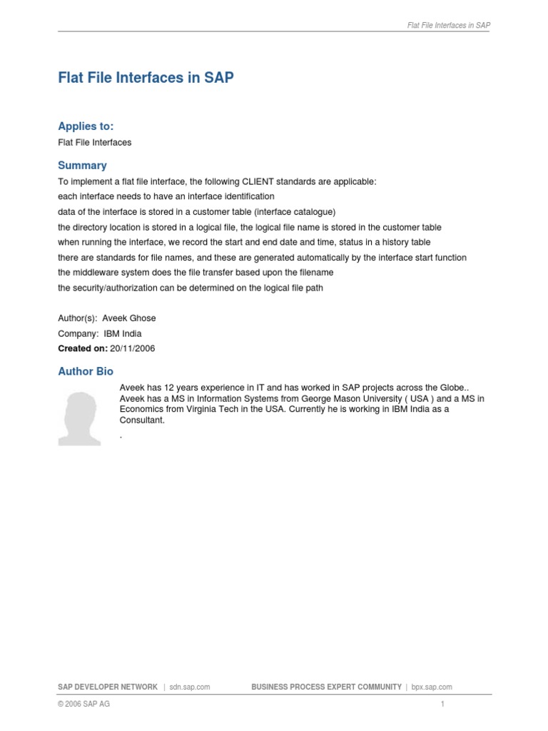Flat File Interfaces in SAP: Applies To | PDF