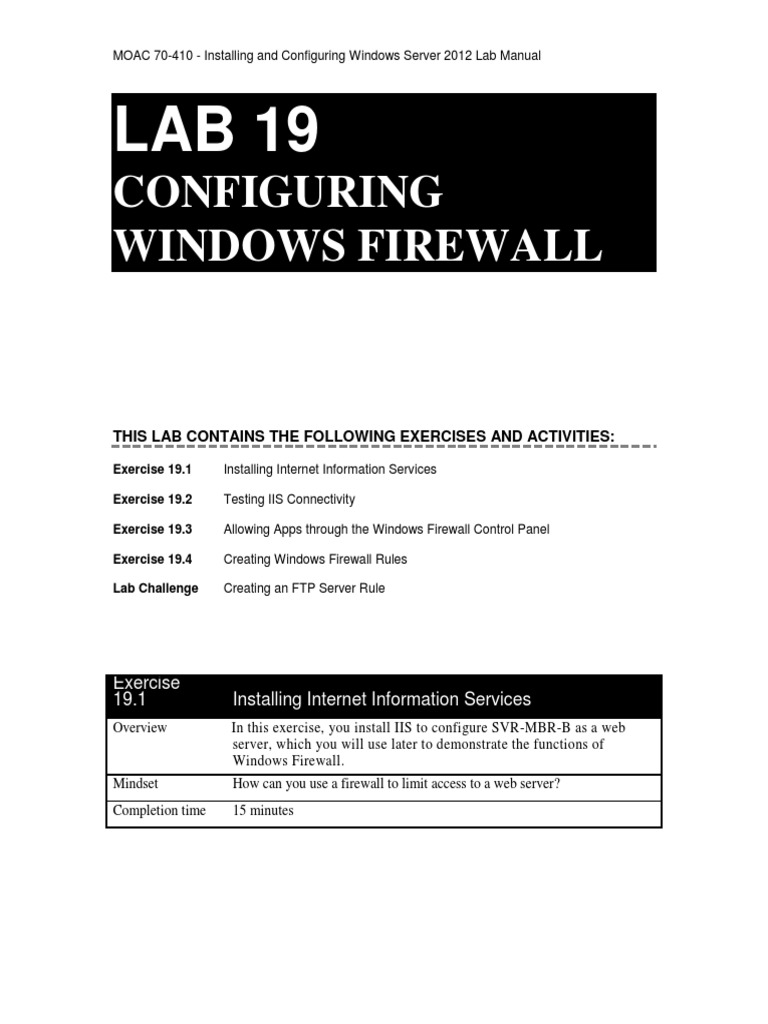 70410 Lab 19 Worksheet PDF  Server & 
