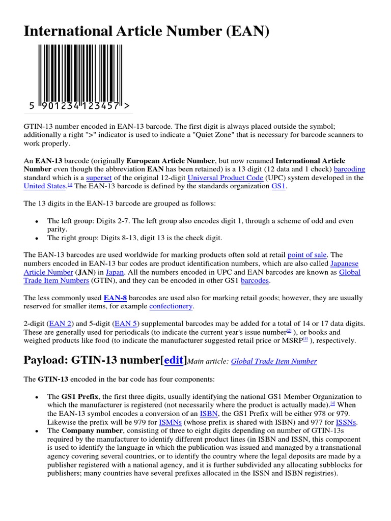 Understanding EAN-13 Barcode Structure | PDF | Encodings | Areas Of ...