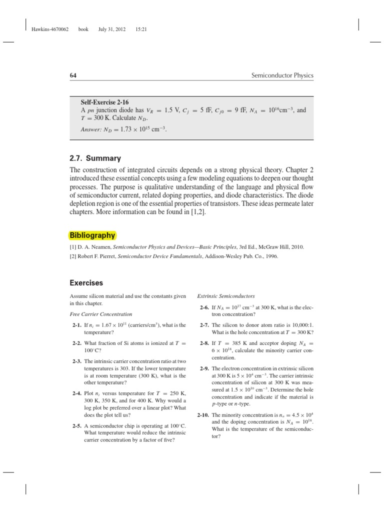 Semiconductor Physics Exercises | PDF | Science & Mathematics ...