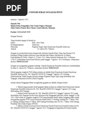 Contoh Surat Gugatan Ptundoc