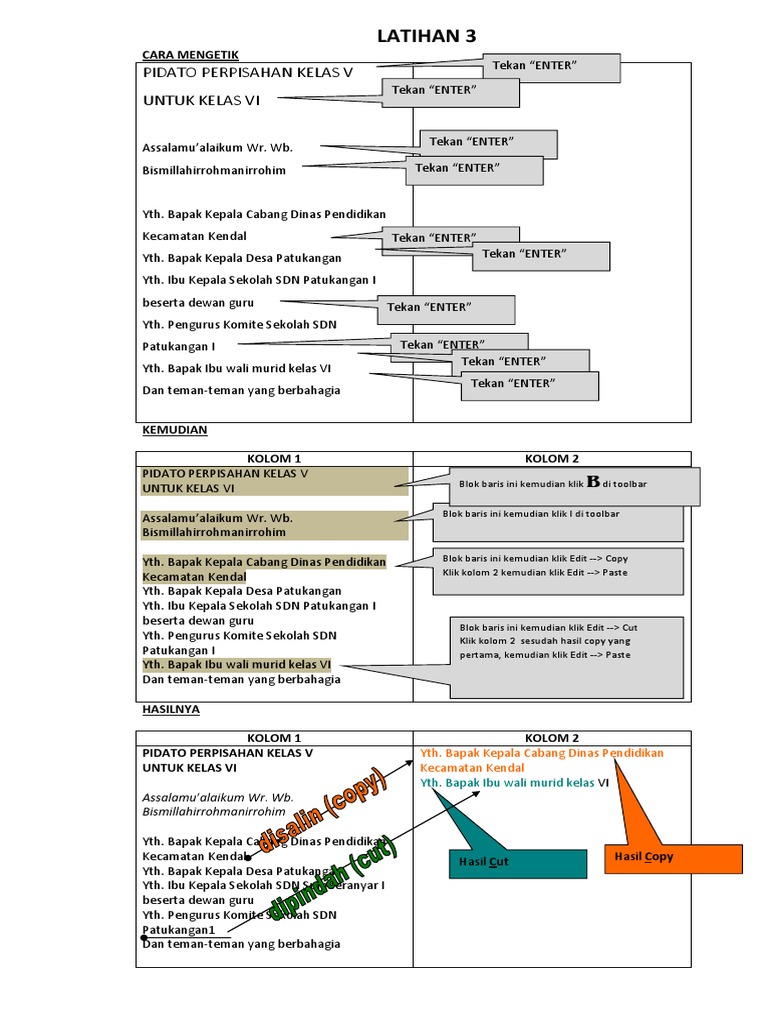 Latihan WOrd (Copy, Paste, Cut) | PDF