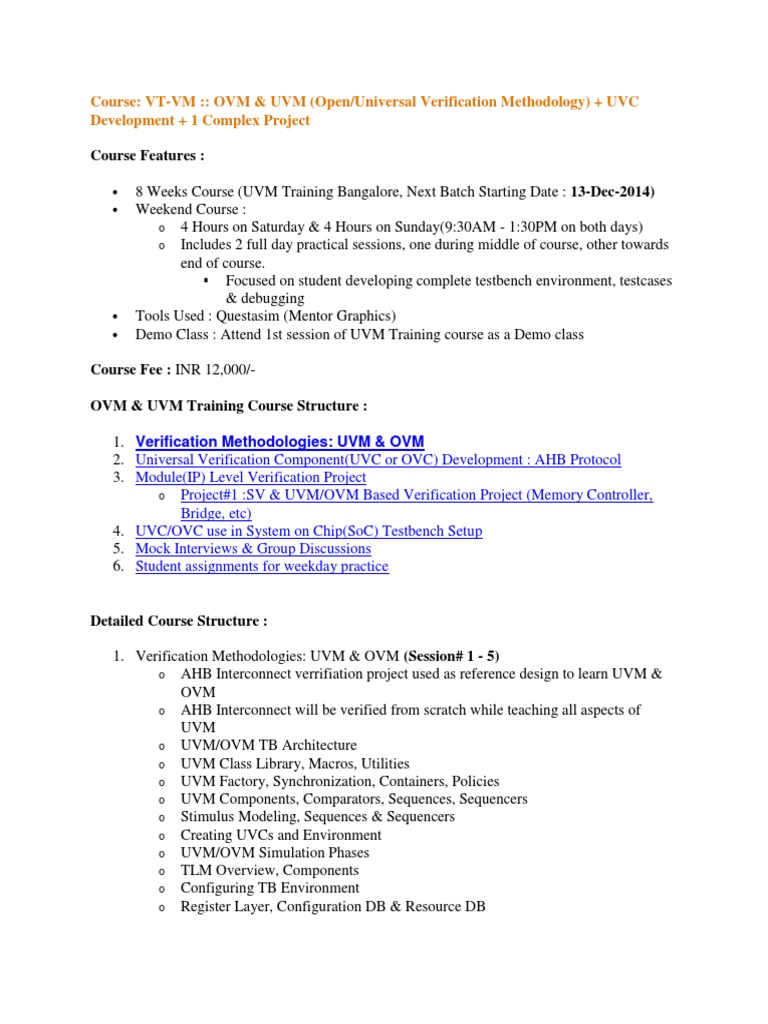 UVM & OVM Training Course Overview | PDF | System On A Chip ...