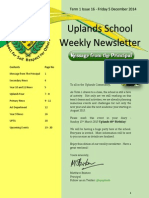Uplands School Weekly Newsletter - Term 1 Issue 16 - 5 December 2014