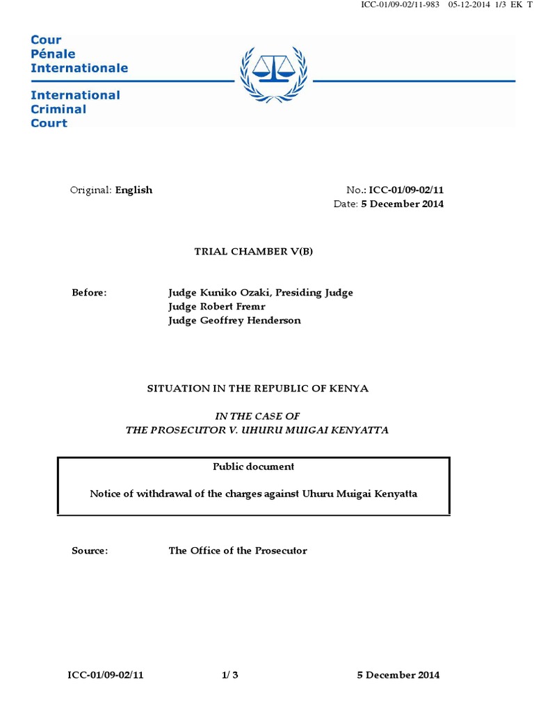 Charges Withdrawn Against Kenyatta | PDF