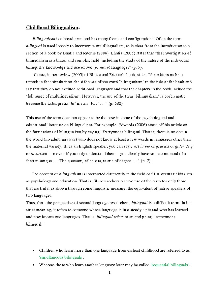 Childhood Bilingualism 3rd Year S2 | PDF | Multilingualism ...