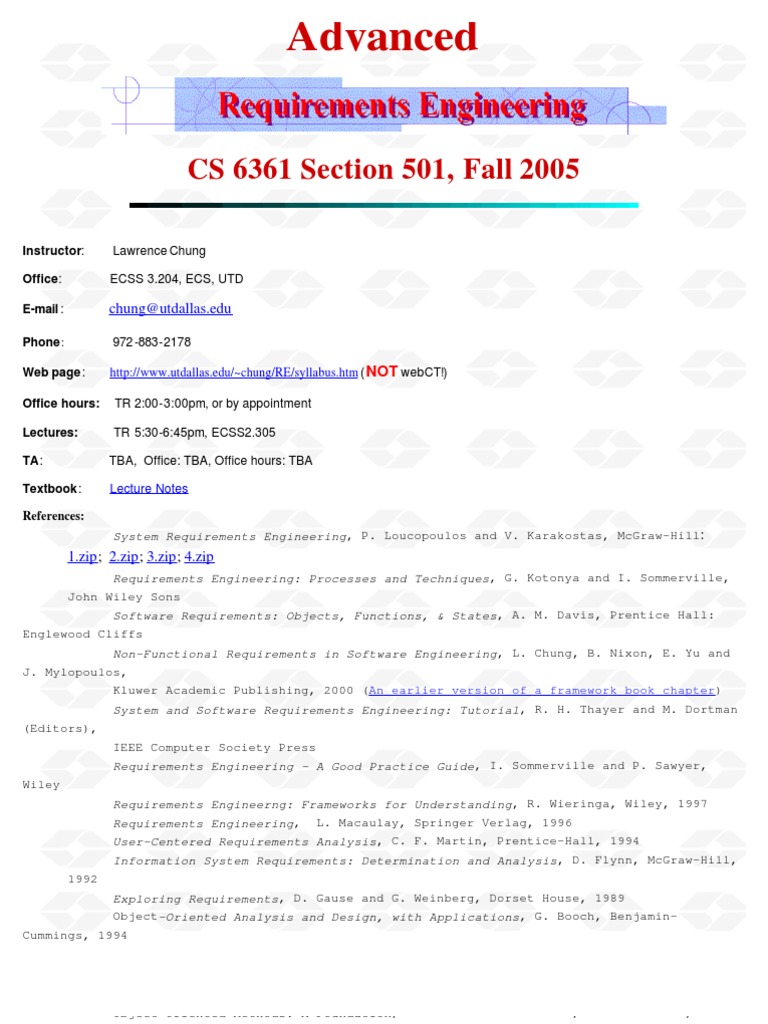 Advanced Requirements Engineering Syllabus | PDF | Unified Modeling ...